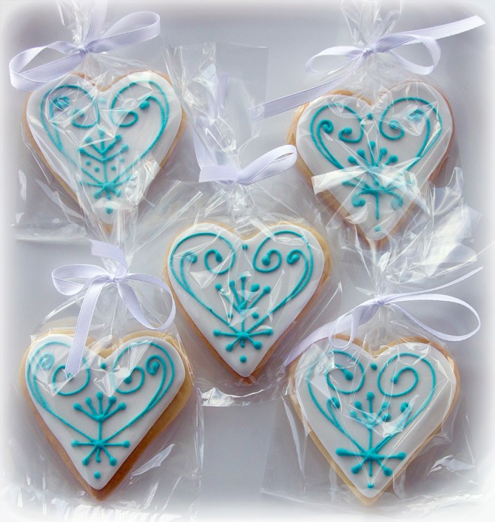 Iced Cookies in White and Aqua