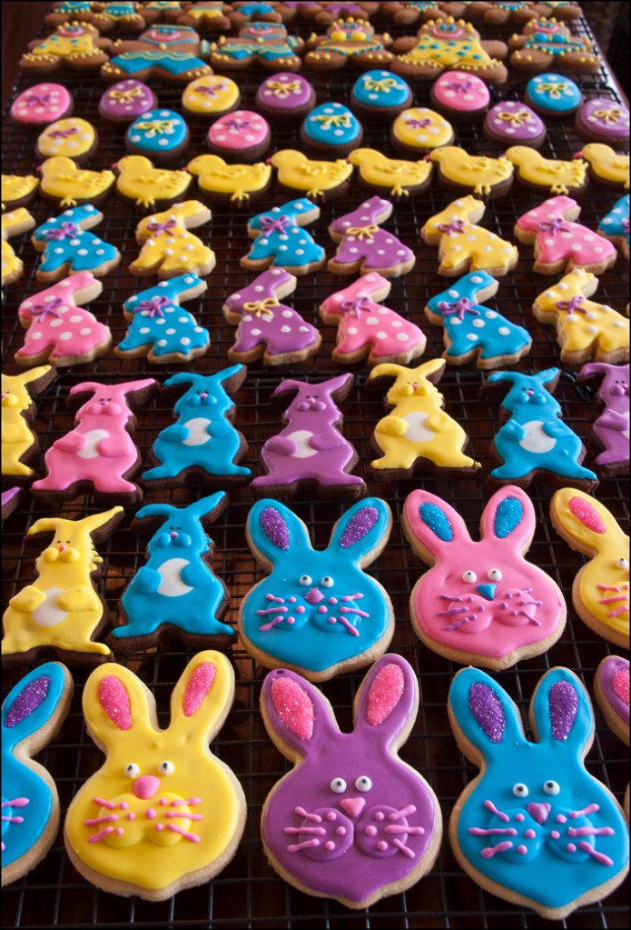 BUNNIES EGGS AND CHICKS
