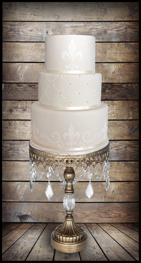 Fleur de Lis Ivory Wedding Cake