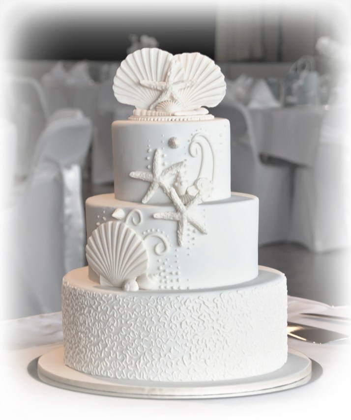 Shell and Cornelli Wedding cake
