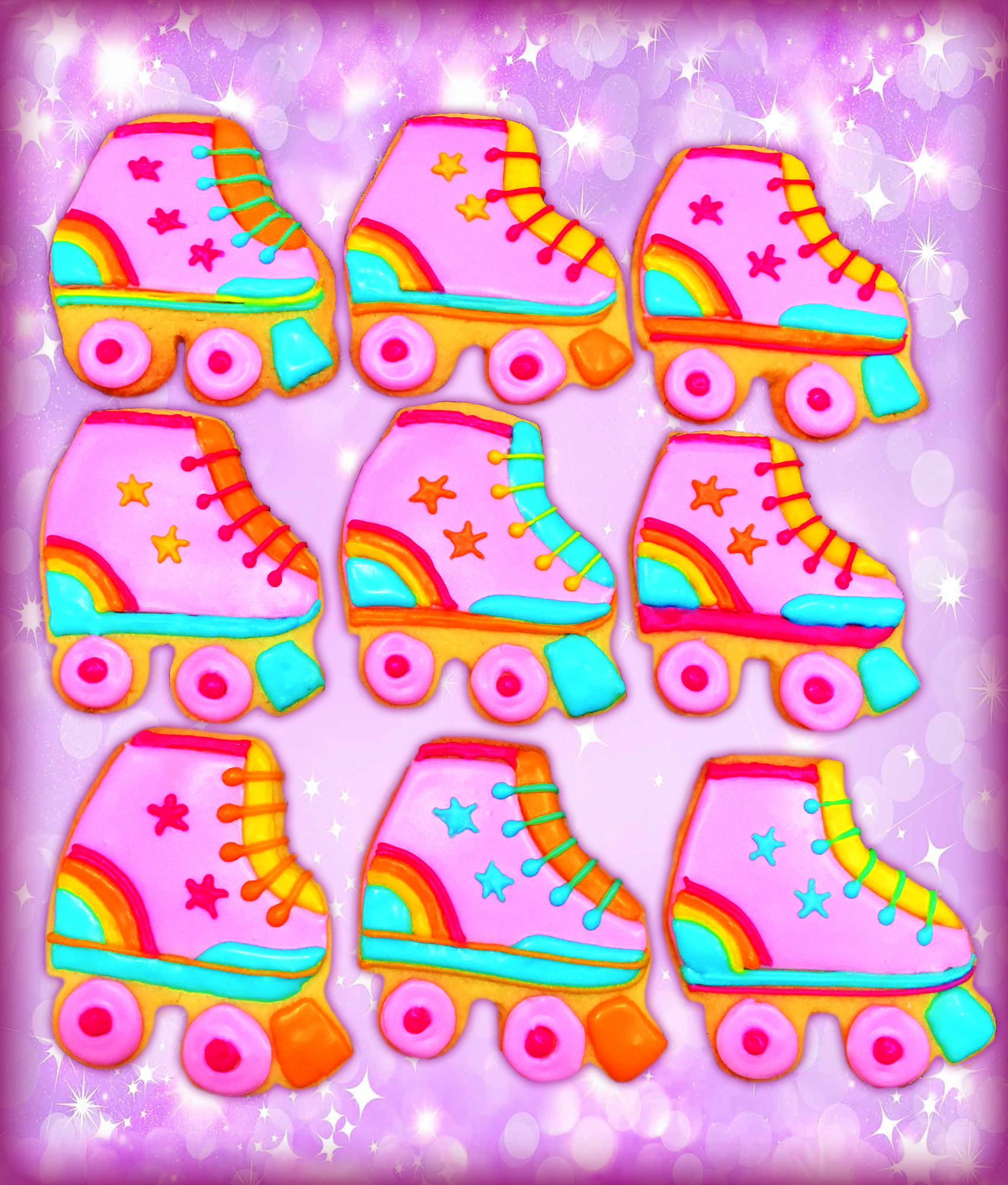 Rainbow Skate Iced Cookies