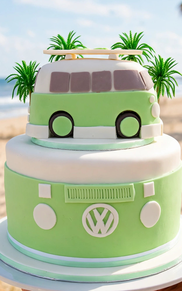 GREEN KOMBI CAKE TOPPER